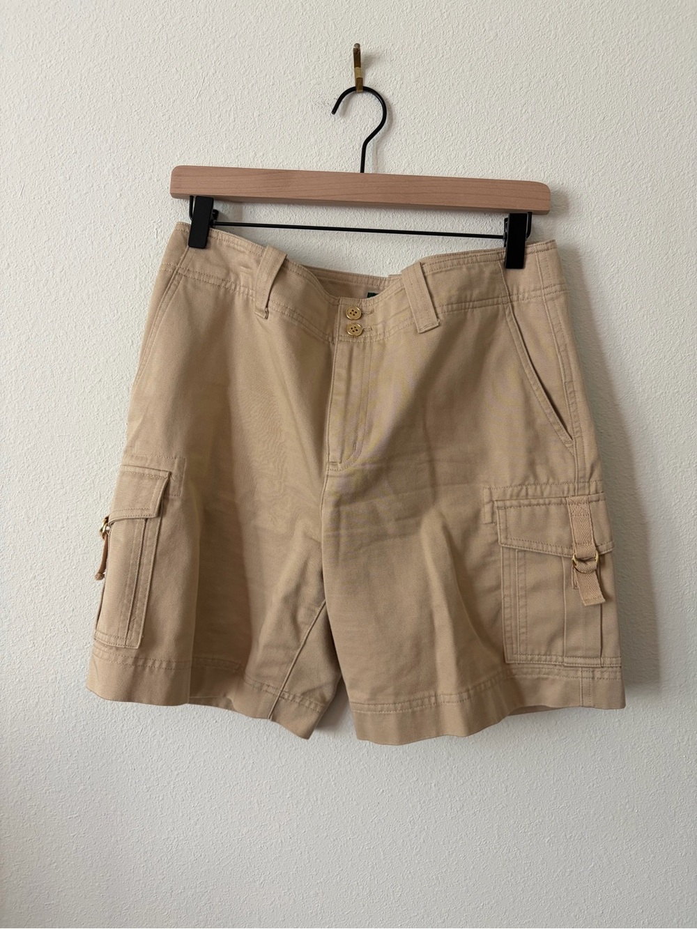 Lauren Ralph Lauren Khaki Cargo Shorts Sz 8P Gold Hardware Utility